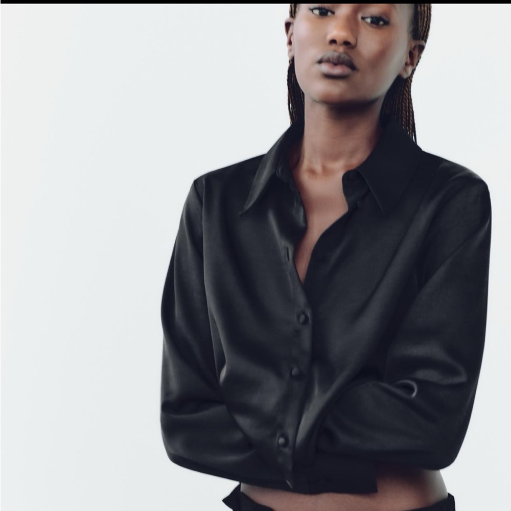 Zara Satin Effect Cropped Shirt